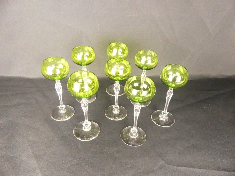 Bohemian vintage groene kristal glazen