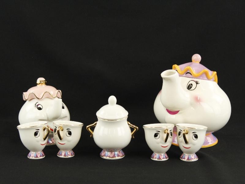 Beauty and The Beast Mrs Potts en haar team - thee set