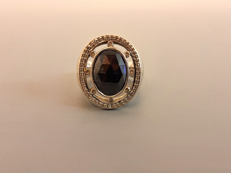 Zilveren ring met onyx