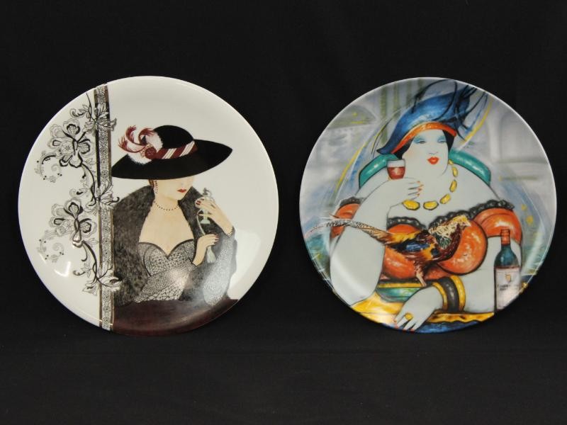 2 Mooie wandborden Proeven van kunst (Sanja Camilovic) + Limoges porselein