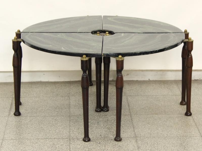 Retro eyecatcher! 4 marmerlook tafeltjes – samen 1 salontafel