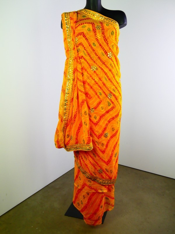 Feloranje Indiase sari, gemerkt Silicon Sarees