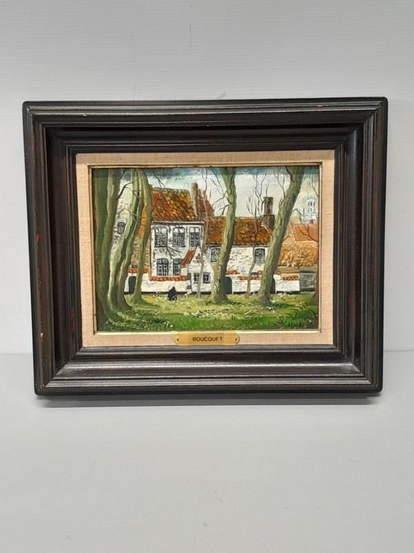 schilderij met zicht op een begijnhof - Boucquet