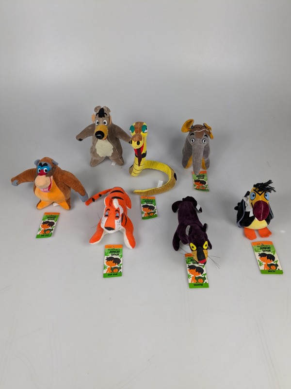 Complete set 7 vilten figuren van Disney's Jungle Book, 1966