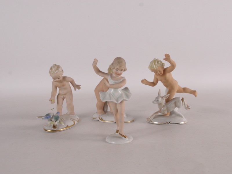 4 Vintage Duitse putti beeldjes