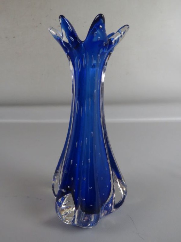 Kobaltblauwe glazen vaas