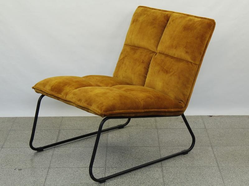 Moderne Velvet Fauteuil Malaga – Koper Geel