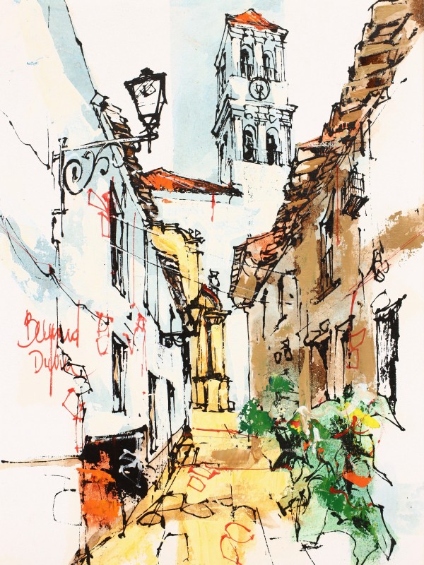 Schilderij - 'Straatgezicht in de Provence' - Bernard Dufour