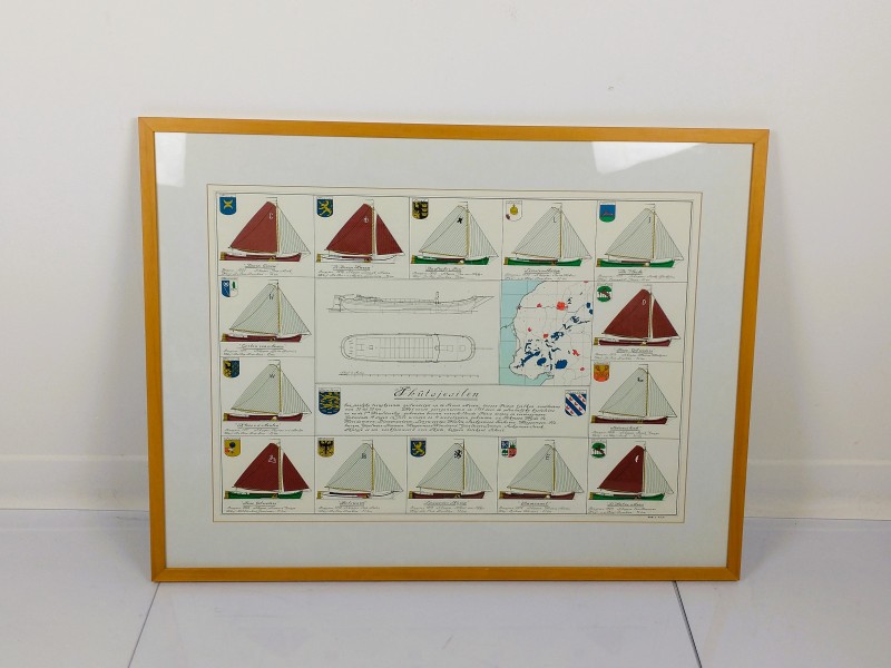 Ingelijste prent Skûtsjesilen – Friesland, Nederland – tweede helft 20e eeuw.