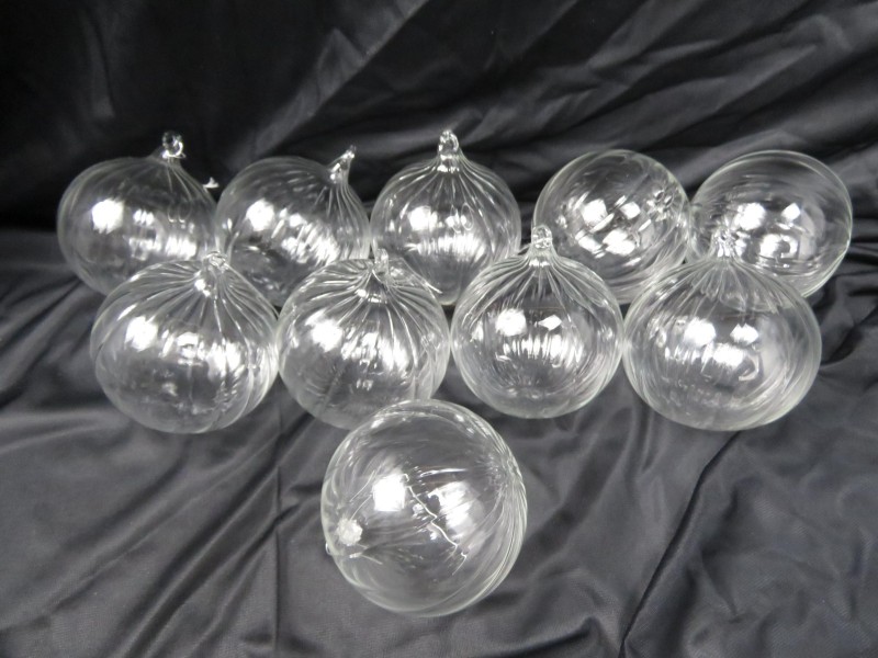 Set van 10 x heldere glazen kerstbollen