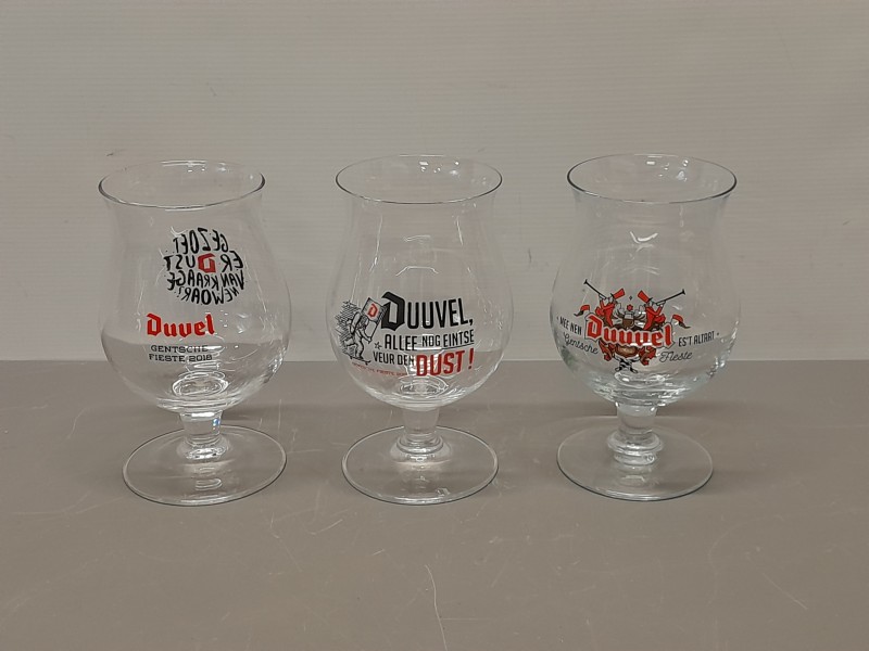 Set van 3 verschillende Gentse feesten Duvelglazen