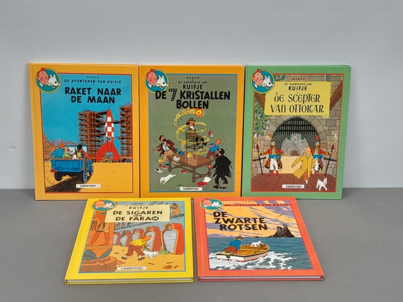 Strips: 5-delige set van een reeks Kuifje strips