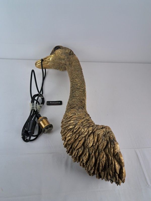 Werner Voß wandlamp in de vorm van een struisvogelhoofd – goudkleurig.