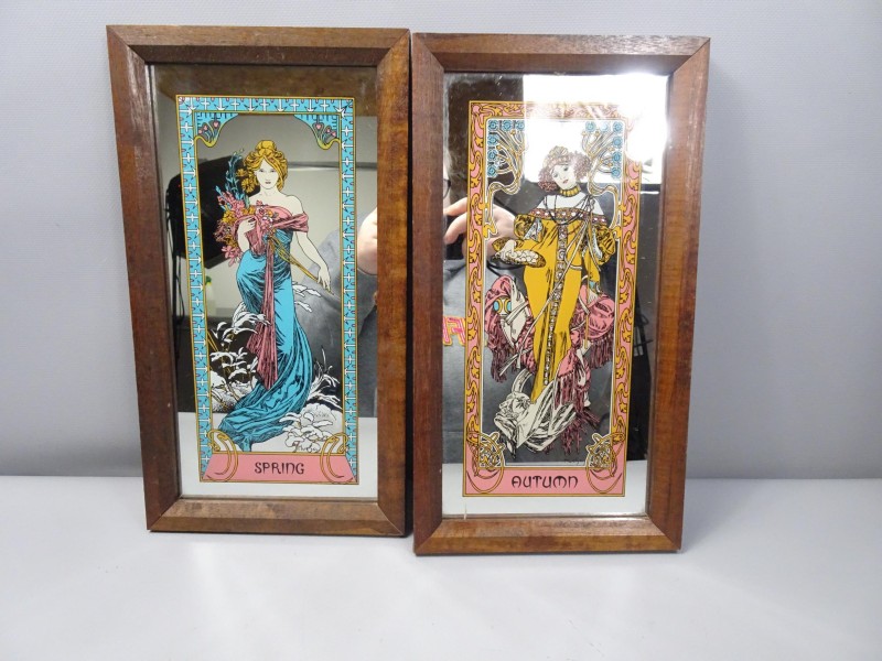 2 vintage spiegels Mucha