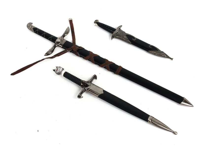 Set van drie decoratieve mini-zwaarden