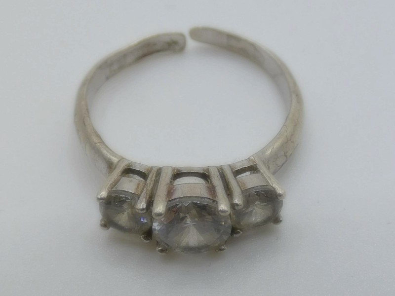 925 Drie steens verstelbare ring