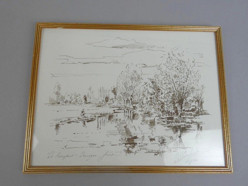 Grafische prent de Piereput Drongen - Genummerd 157/200