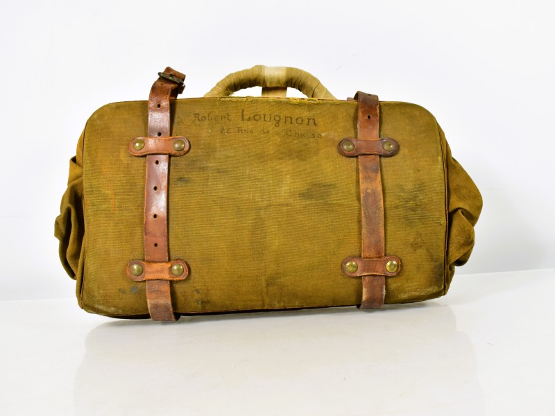 Vintage dokterskoffer Robert Lougnon – canvas en leder – ca. 1930.