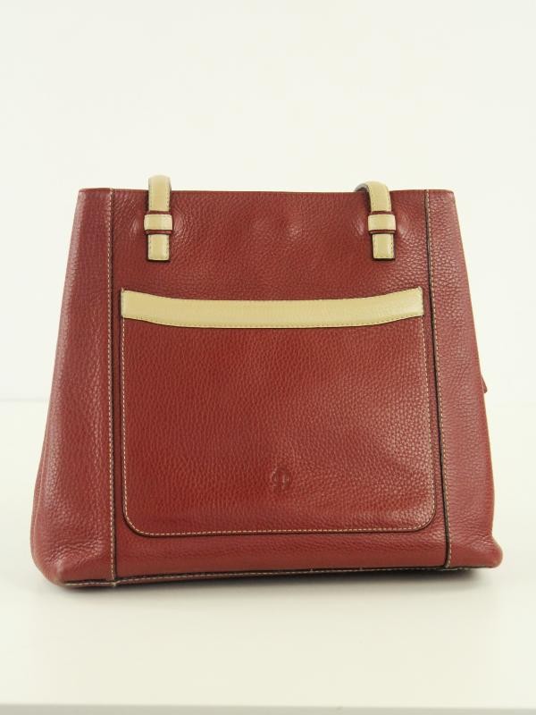 Nobody handtas – leder – rood/bordeaux met beige accenten