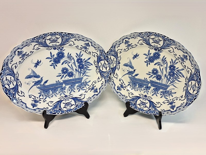 2 Delft blauw ovaal borden