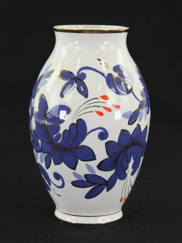 Vintage keramieken  indigo bloemenvaas  USSR