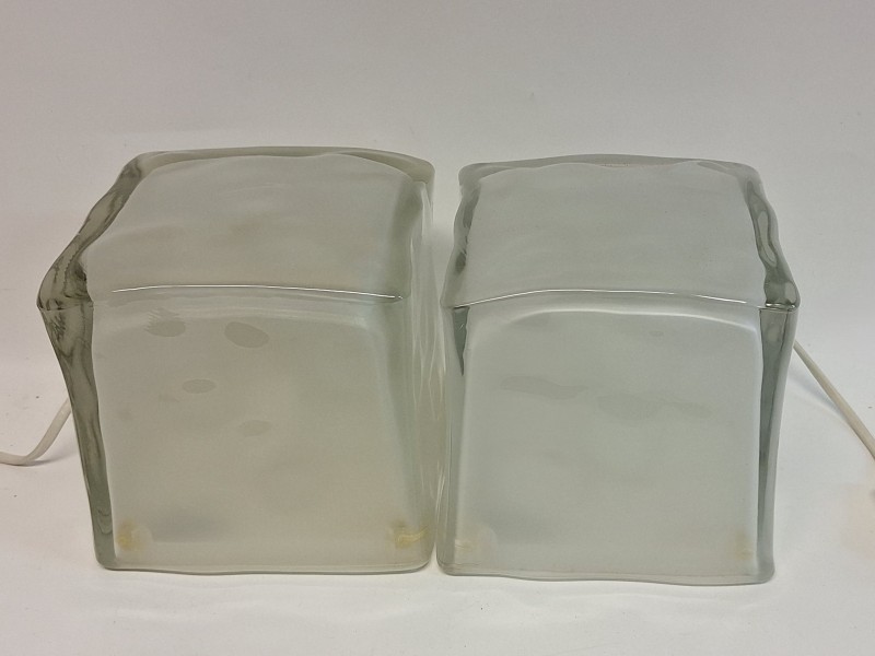 2 vintage glazen ijsklontjes lampen