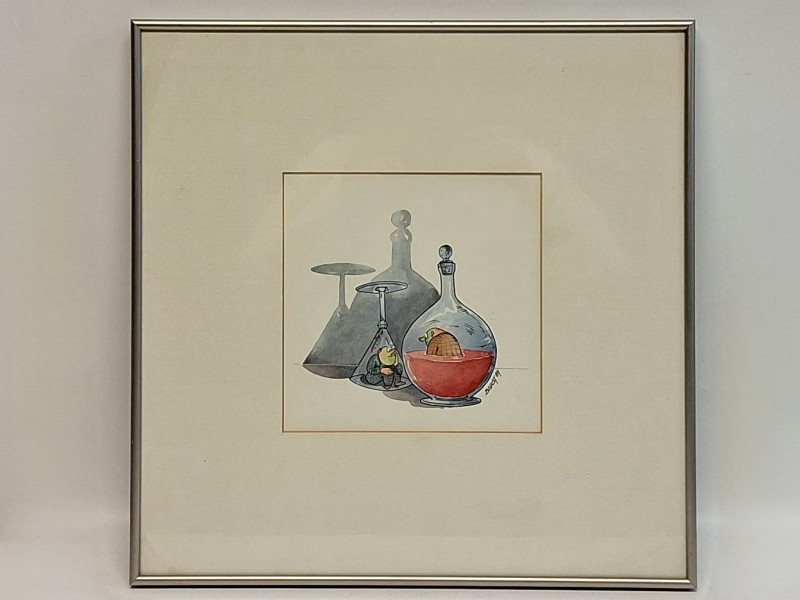 Aquareltekening/cartoon 'Barst '84'