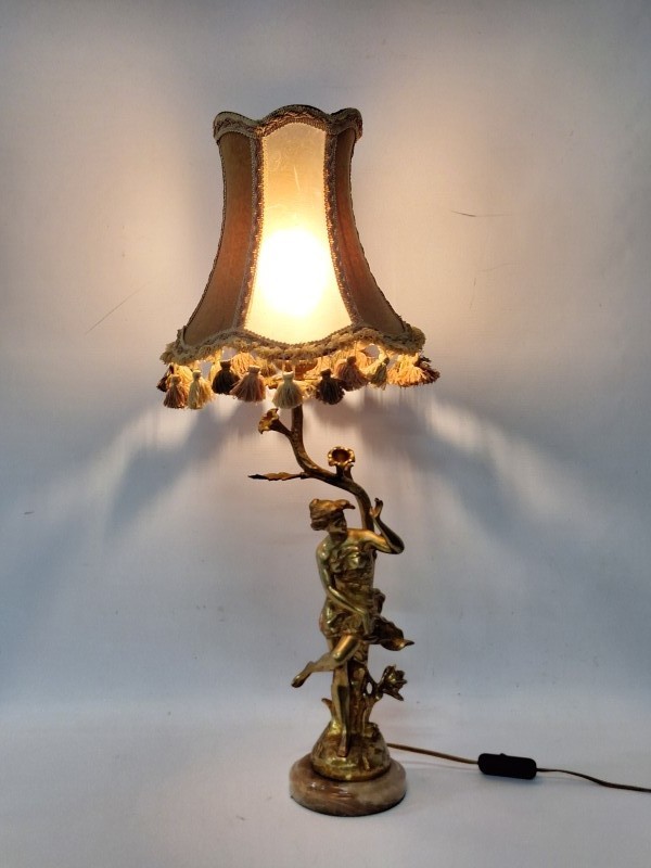 Antieke neoklassieke bronzen tafellamp - Art Nouveau / Belle Époque Stijl