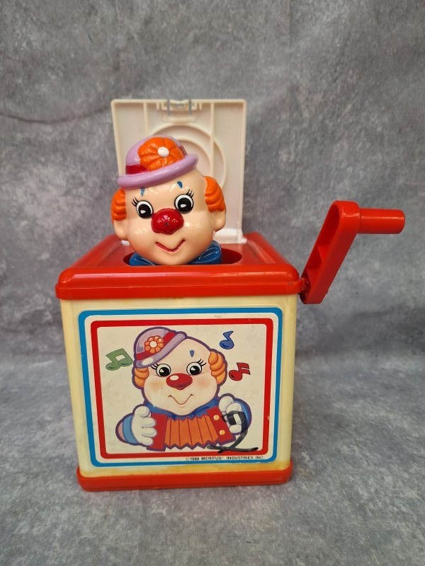 Vintage Meritus Jack-in-the-box - muzikale clown (1988)