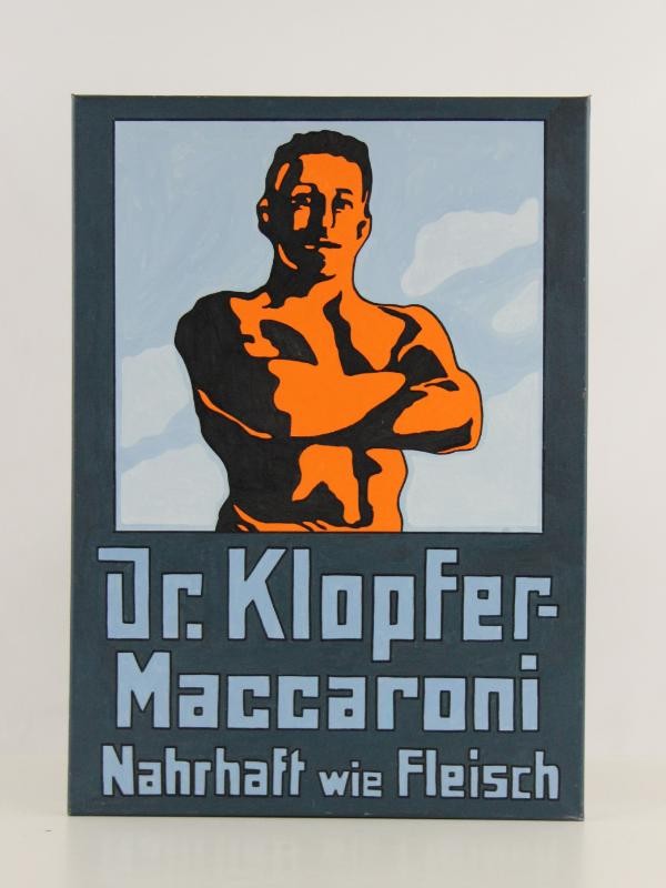 Handgeschilderd werk - Dr. Klopfer Macaroni reclame - acryl op doek