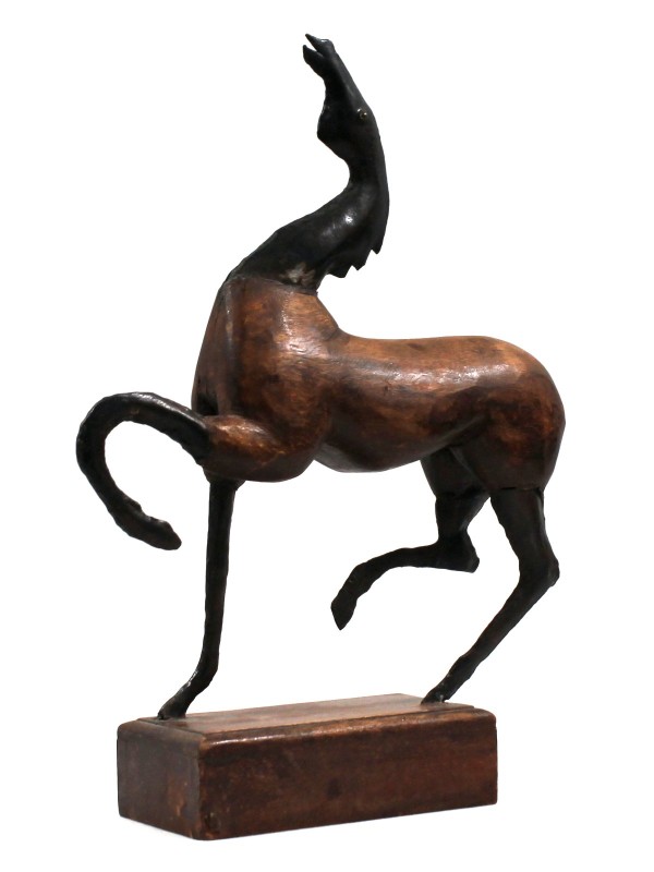Stijlvolle Sculptuur Paard ‒ Hout/Metaal
