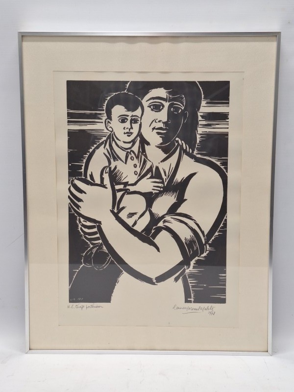 “Mère et Enfant” - Houtsnede - H.C. Tirage Postérieur (1978) - Frans Masereel