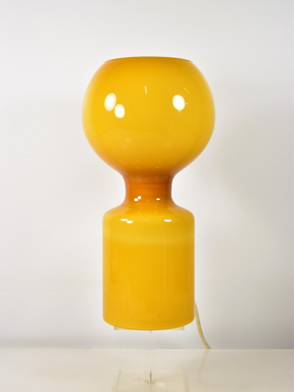 Vintage Murano tafellamp in geel opaline glas – jaren 70.