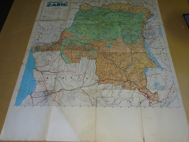 Oude Landkaart: Republiek Zaïre, Editions J.A., 1978