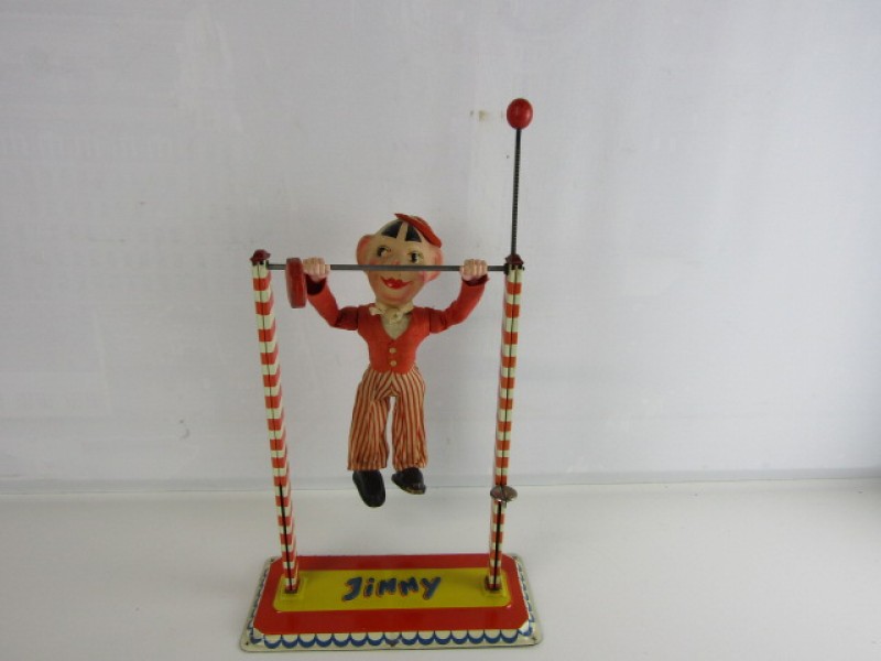 Jouet Mécanique Ancien – Jimmy Clown Trapéziste – Arnold Tôle Années 1930-50